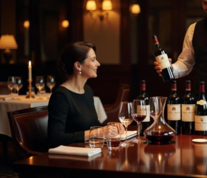 Sommelier prezentujący kolekcję win w restauracji Vel Krago